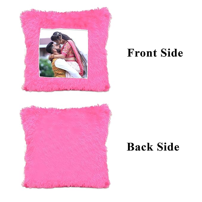 Customized Fur Pillow for Gifting (Pink Square Single) Customized Fur Pillow for Gifting (Pink Square Single)