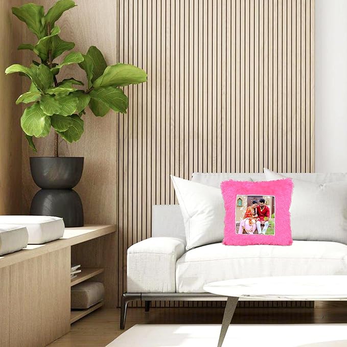 Customized Fur Pillow for Gifting (Pink Square Single) Customized Fur Pillow for Gifting (Pink Square Single)