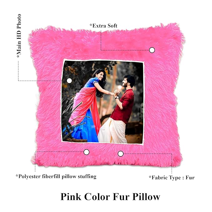 Customized Fur Pillow for Gifting (Pink Square Single) Customized Fur Pillow for Gifting (Pink Square Single)
