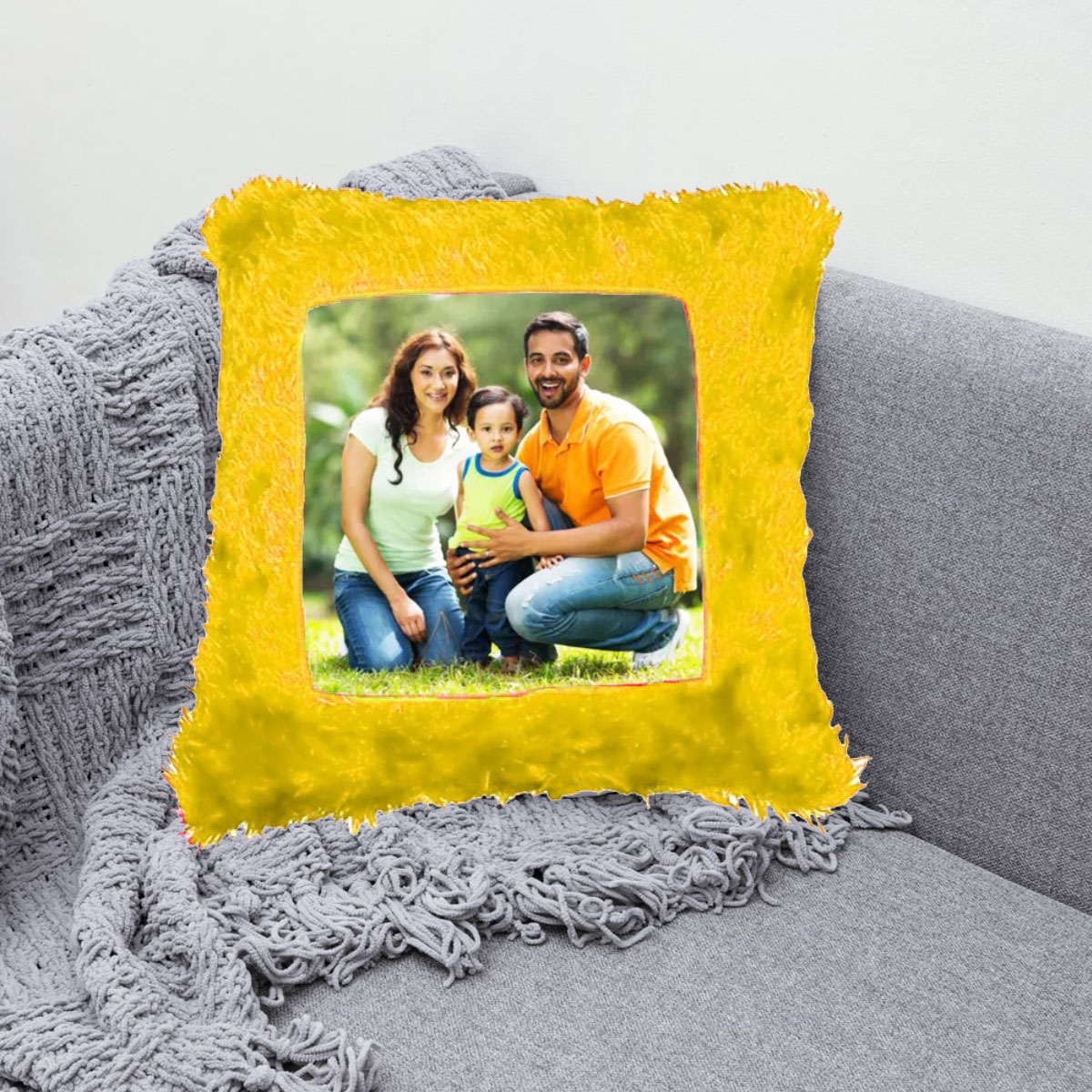 Customized Square Shape Cushion in Yellow Color Customized Square Shape Cushion in Yellow Color