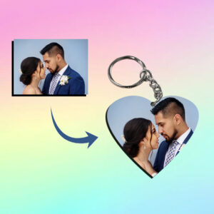 custom photo keychain – heart shape