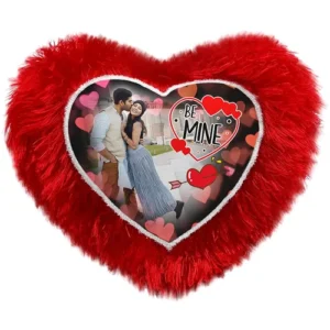 customized red fur Heart pillow