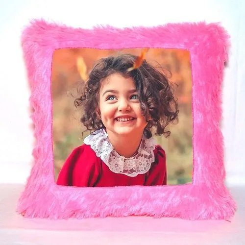 Customized Fur Pillow for Gifting (Pink Square Single) Customized Fur Pillow for Gifting (Pink Square Single)