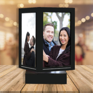 customized rotating led photo lamp with 5 photos personalized decorative photo lamp rotating cube for anniversary gift, couple, birthday led table lamp